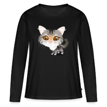 Cat - Women's Premium Organic Long Sleeve Shirt - black - Front - Julia (174cm)