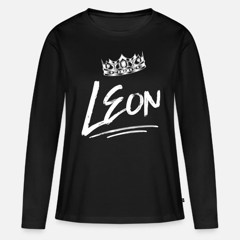 Leon - Frauen Premium Bio Langarmshirt - Schwarz