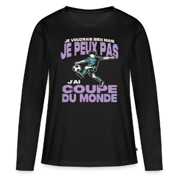 Je peux pas j'ai coupe du monde. - T-shirt manches longues Premium bio Femme - noir - Devant - Julia (174cm)