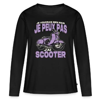 Je peux pas j'ai scooter. - T-shirt manches longues Premium bio Femme - noir - Devant - Julia (174cm)