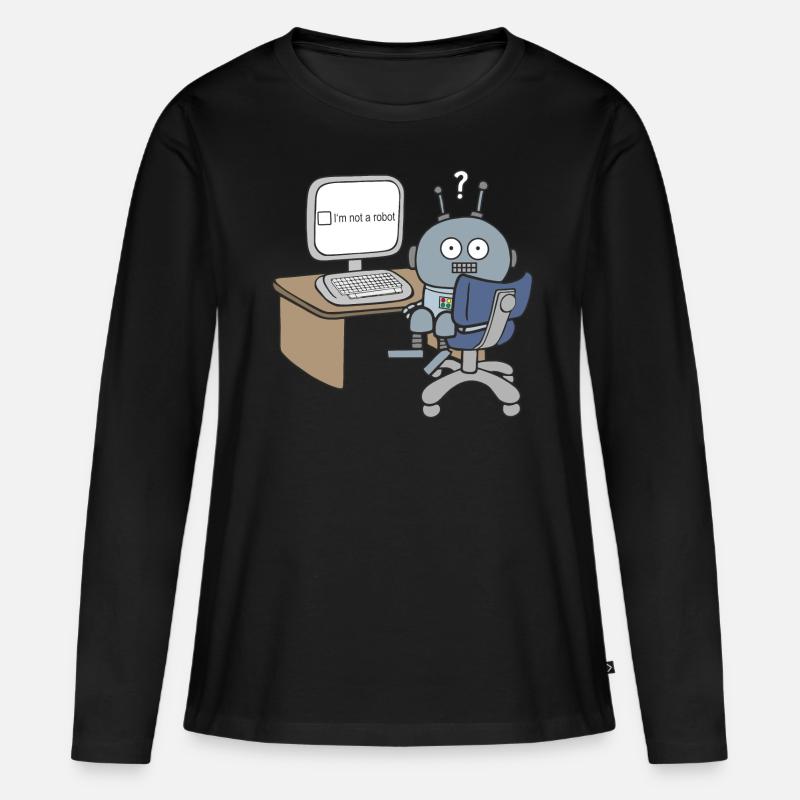 I m not a Robot - Frauen Premium Bio Langarmshirt - Schwarz