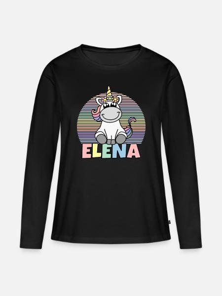 Nombre de unicornio de Elena - Camiseta ecológica prémium de manga larga para mujer - negro