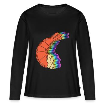 Crabe, Fruits de mer, Crevettes, Langouste - T-shirt manches longues Premium bio Femme - noir - Devant - Julia (174cm)