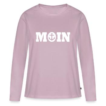 Moin - T-shirt manches longues Premium bio Femme - rose poudré - Devant - Julia (174cm)