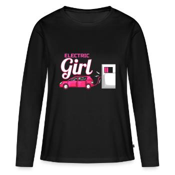 Gift for Electric Car Women - Electric Car Driving - Women's Premium Organic Long Sleeve Shirt - black - Front - Julia (174cm)