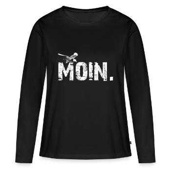 Moin Möwe - Frauen Premium Bio Langarmshirt - Schwarz - Vorne - Julia (174cm)
