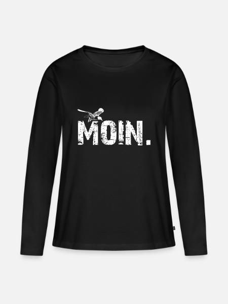 Moin Möwe - Frauen Premium Bio Langarmshirt - Schwarz