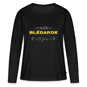 100% blédarde. - T-shirt manches longues Premium bio Femme - noir - Devant - Julia (174cm)