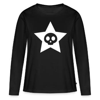 Crâne étoile - T-shirt manches longues Premium bio Femme - noir - Devant - Julia (174cm)