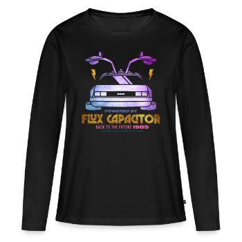 Retour Vers Le Futur Powered By Flux Capacitor - T-shirt manches longues Premium bio Femme - noir - Devant - Julia (174cm)