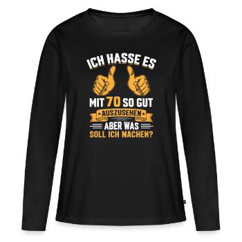 70. Geburtstag Mann Frau 70 Jahre - Frauen Premium Bio Langarmshirt - Schwarz - Vorne - Julia (174cm)