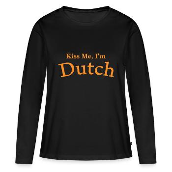 Embrasse-moi je suis néerlandais - T-shirt manches longues Premium bio Femme - noir - Devant - Julia (174cm)
