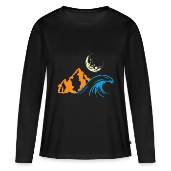 Berg, Mond, Meer - Frauen Premium Bio Langarmshirt - Schwarz - Vorne - Julia (174cm)