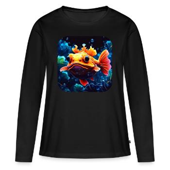 Funny Fish - Women's Premium Organic Long Sleeve Shirt - black - Front - Julia (174cm)