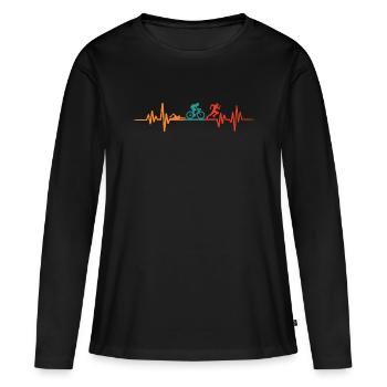 Triathlon rétro heartbeat triathlète triathlète - T-shirt manches longues Premium bio Femme - noir - Devant - Julia (174cm)
