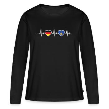 Kosovo Allemagne Heartbeat Drapeau Kosovars - T-shirt manches longues Premium bio Femme - noir - Devant - Julia (174cm)