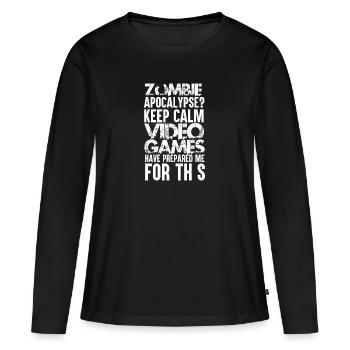 Apocalypse - Jeu - T-shirt manches longues Premium bio Femme - noir - Devant - Julia (174cm)