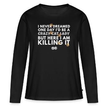 Crazy Cat Lady - Women's Premium Organic Long Sleeve Shirt - black - Front - Julia (174cm)