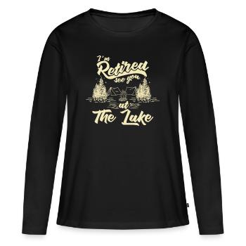 Retraité te voir au lac - T-shirt manches longues Premium bio Femme - noir - Devant - Julia (174cm)