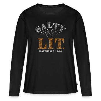 Salé et allumé - T-shirt manches longues Premium bio Femme - noir - Devant - Julia (174cm)