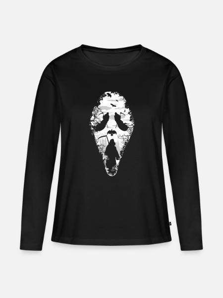 Sensenmann Schrei Scream - Frauen Premium Bio Langarmshirt - Schwarz