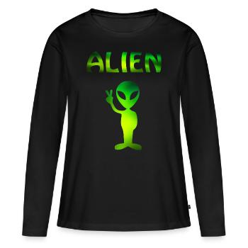 Alien - T-shirt manches longues Premium bio Femme - noir - Devant - Julia (174cm)