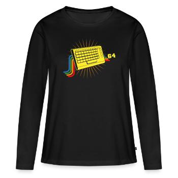 Clavier 64 rétro - T-shirt manches longues Premium bio Femme - noir - Devant - Julia (174cm)
