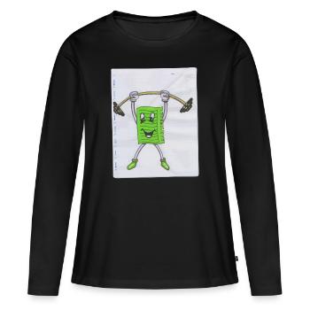 Notiz Zettel Sport Pumper Zeichnung Malen Hantel - Frauen Premium Bio Langarmshirt - Schwarz - Vorne - Julia (174cm)