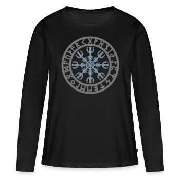 Keltisches Symbol, Aegishjalmur, Runen, Schutz - Frauen Premium Bio Langarmshirt - Schwarz - Vorne - Julia (174cm)