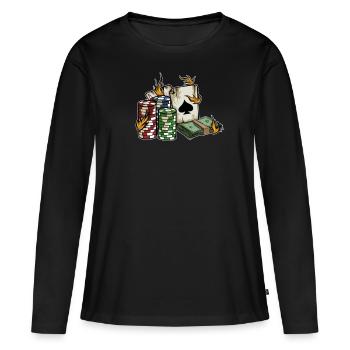 Pokern Kartenspiel Poker - Frauen Premium Bio Langarmshirt - Schwarz - Vorne - Julia (174cm)