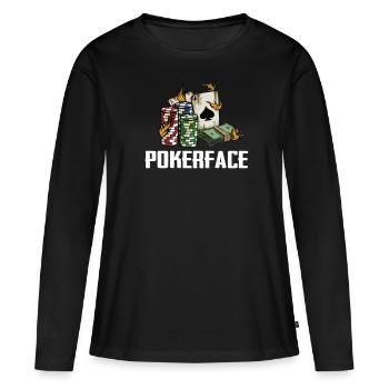 Pokerface Pokern Poker - Frauen Premium Bio Langarmshirt - Schwarz - Vorne - Julia (174cm)