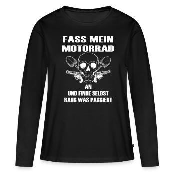Cadeau de motard moto - T-shirt manches longues Premium bio Femme - noir - Devant - Julia (174cm)