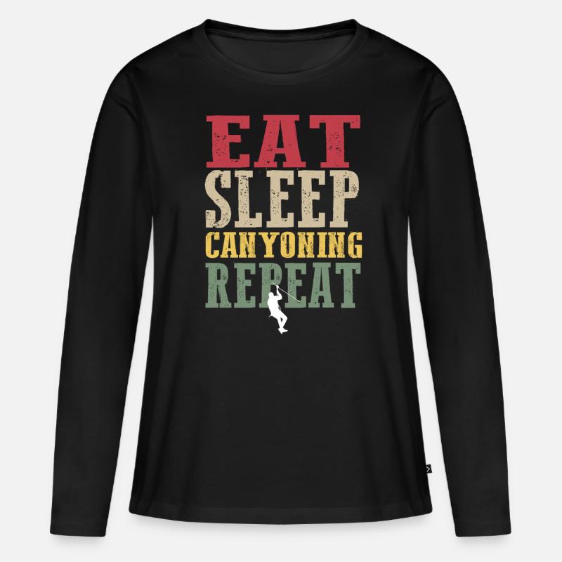 Hipster Canyoning Tee - Frauen Premium Bio Langarmshirt - Schwarz