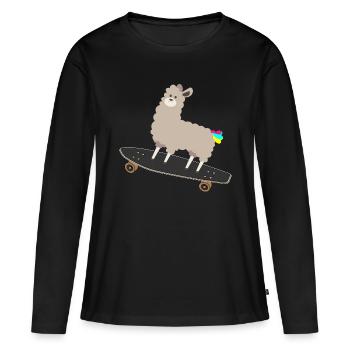 Alpagas skateboard longboard - T-shirt manches longues Premium bio Femme - noir - Devant - Julia (174cm)