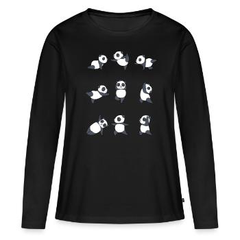 Yoga Panda méditation Yogi Namaste Cadeau Zen - T-shirt manches longues Premium bio Femme - noir - Devant - Julia (174cm)