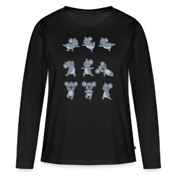 Cadeau de yoga yoga méditation koala namaste - T-shirt manches longues Premium bio Femme - noir - Devant - Julia (174cm)