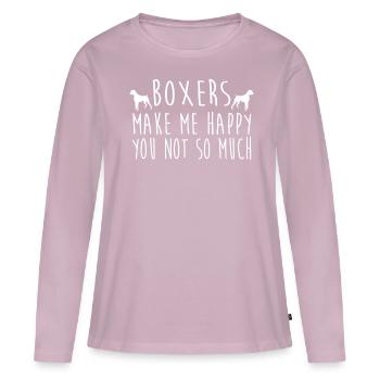 Boxers Make Me Happy - Frauen Premium Bio Langarmshirt - Altrosa - Vorne - Julia (174cm)