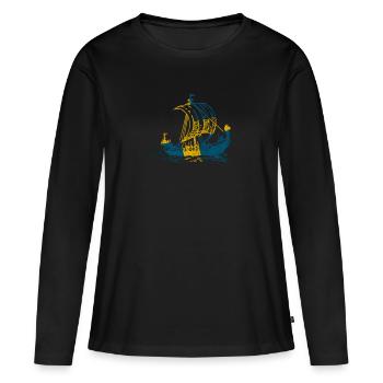 Sweden Viking Ship - Sweden Viking Ship - Women's Premium Organic Long Sleeve Shirt - black - Front - Julia (174cm)