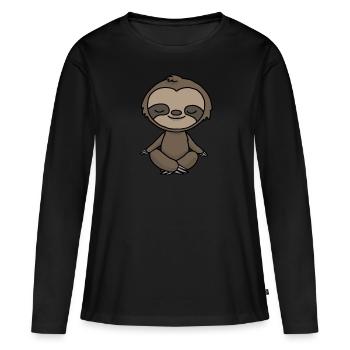 Cadeau de méditation yoga paresseux Yogi Namaste - T-shirt manches longues Premium bio Femme - noir - Devant - Julia (174cm)
