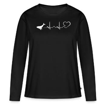 Whale - My Heart Beats For Whales - Frauen Premium Bio Langarmshirt - Schwarz - Vorne - Julia (174cm)