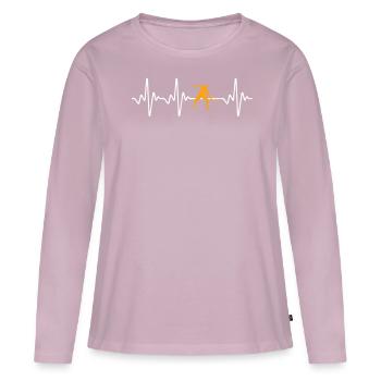 Conception de thé jaune à la courge - T-shirt manches longues Premium bio Femme - rose poudré - Devant - Julia (174cm)