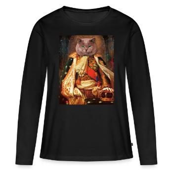 Chat Royal - T-shirt manches longues Premium bio Femme - noir - Devant - Julia (174cm)
