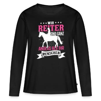 Équitation Cheval Sort Équestres Reitschule - T-shirt manches longues Premium bio Femme - noir - Devant - Julia (174cm)