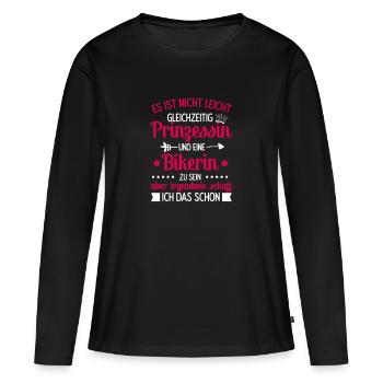 Cadeau de vélo Motarradfahrerin Princess Biker - T-shirt manches longues Premium bio Femme - noir - Devant - Julia (174cm)
