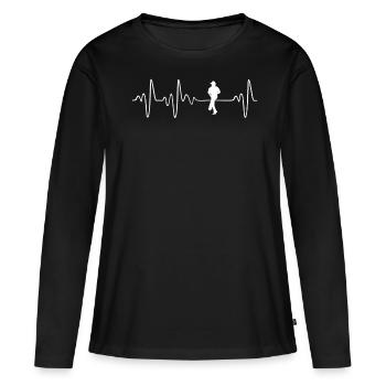 Line Dance Heartbeat - T-shirt manches longues Premium bio Femme - noir - Devant - Julia (174cm)