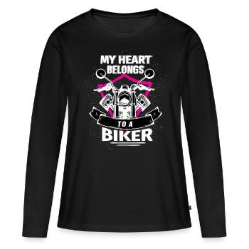 Motocycliste cadeau renard - T-shirt manches longues Premium bio Femme - noir - Devant - Julia (174cm)