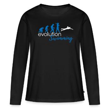 Evolution de la natation - T-shirt manches longues Premium bio Femme - noir - Devant - Julia (174cm)