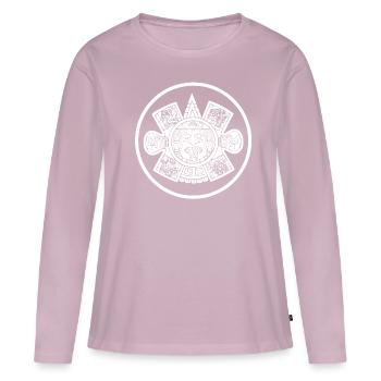 Aztec Kunst Azteken Maya Kalender - Frauen Premium Bio Langarmshirt - Altrosa - Vorne - Julia (174cm)