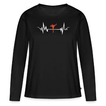 mma - T-shirt manches longues Premium bio Femme - noir - Devant - Julia (174cm)
