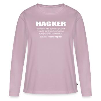 Description du pirate - T-shirt manches longues Premium bio Femme - rose poudré - Devant - Julia (174cm)